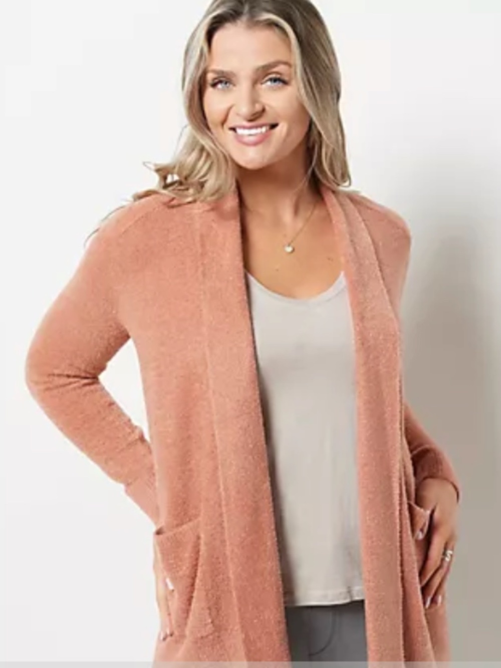 Barefoot Dreams CozyChic Lite Cardigan XS Faded Rose Pink